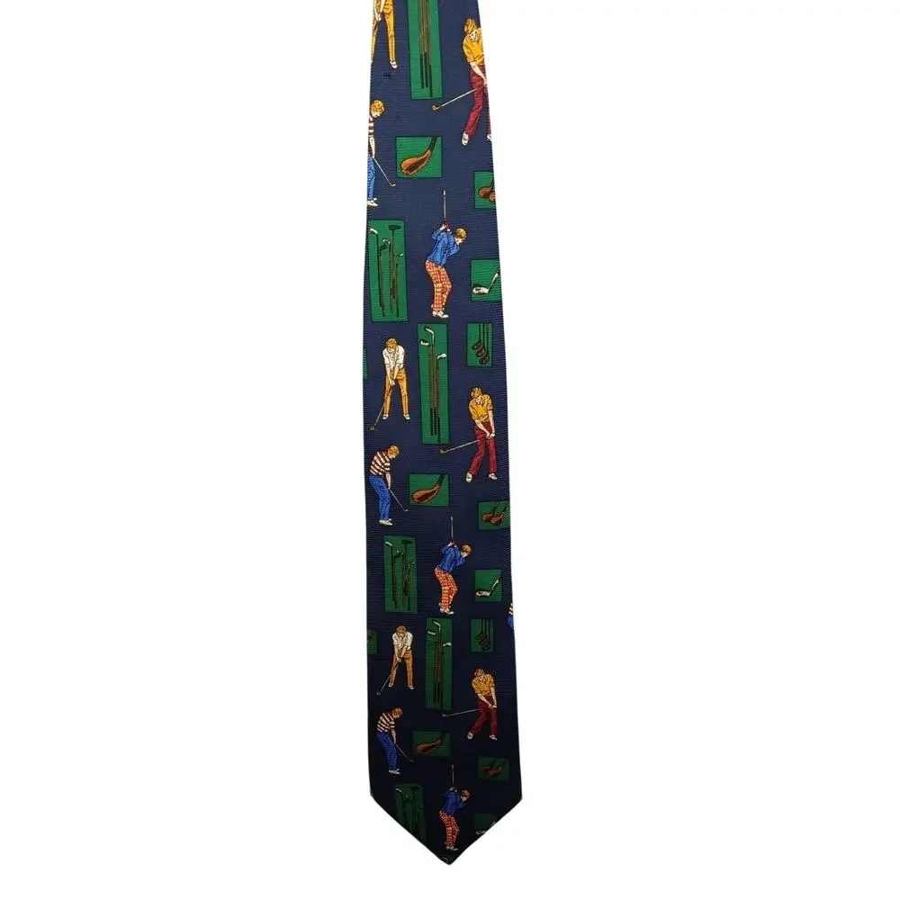 RARE Nautica Navy Blue Golfers Pattern Men’s Silk Tie